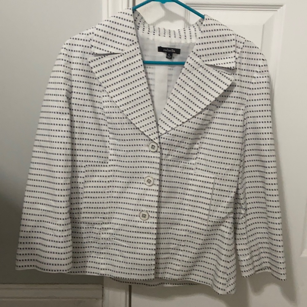 Rafaella White Blazer, L, Black dotted, Never Been Worn!